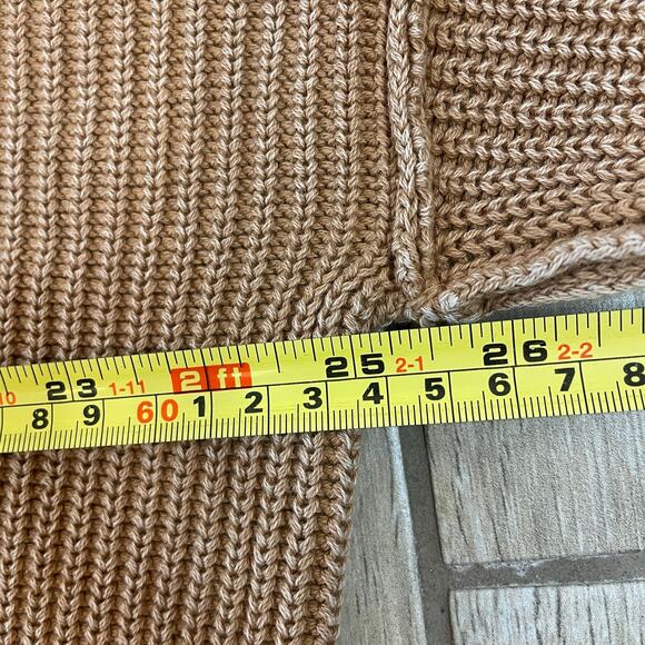 Aerie Oversized Ribbed Half Zip Sweater Tan Cotton Knit NWT XXS - Picture 5 of 11